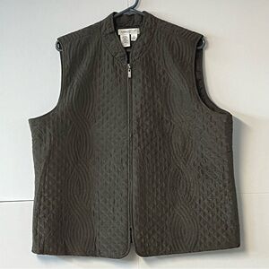 Coldwater Creek Silk Lightweight Jacket Vest. Dark Olive Green color. Size XL.